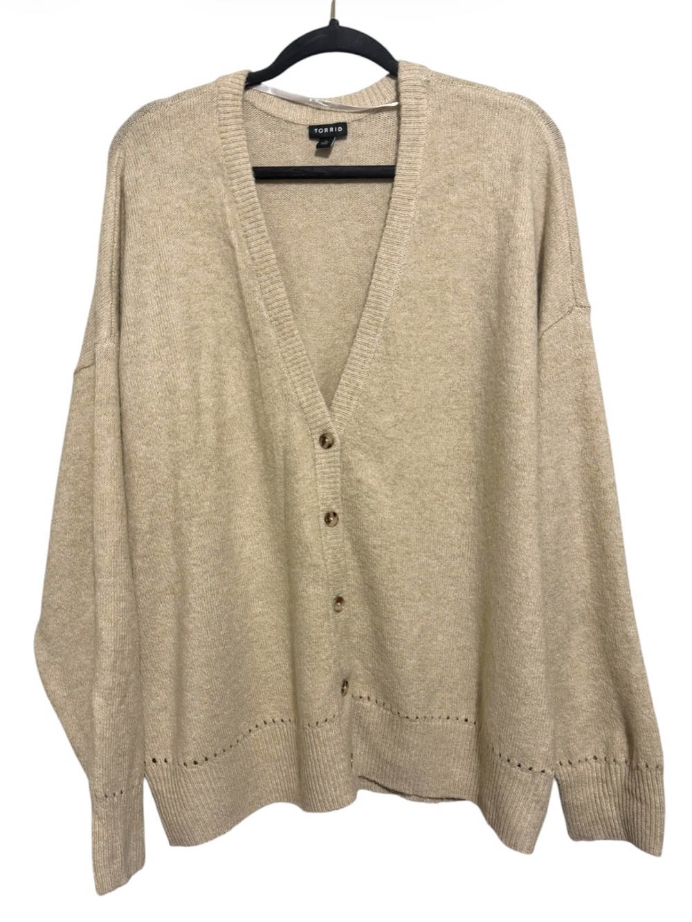 Torrid Neutral Beige V-Neck Button Front Cardigan